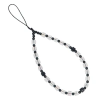 fashion transparent cube crystal black beads anti lost mobile phone chain for womens telephone lanyard jewelry gifts