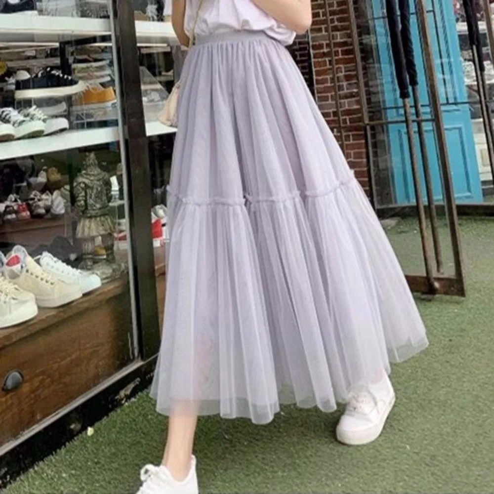

2021 New Trends Mid-Calf Patchwork Pleated Plain High Waist Women's Skirt Female Popular Hot Sales Cute Girls Casual Style