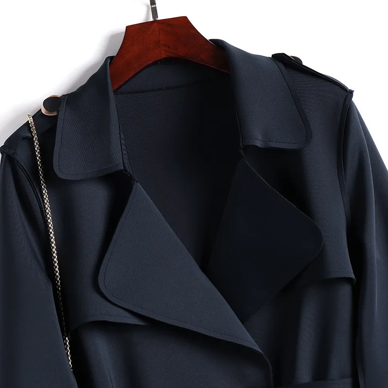 

Quality Fashion Designer High Turn Down Collar Long Trench Coat for Women Elegant Lady OL Autumn Winter Windbreaker Outerwear