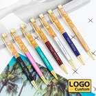 Модная шариковая ручка в деловом стиле с золотой фольгой, рекламная ручка, Подарочная металлическая ручка, школьные принадлежности, оптовая продажа, с пользовательским логотипом и надписью имени