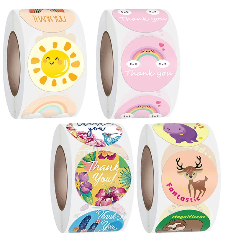 

30 Style 500Pcs/1 Roll Floral Thank You Stickers 1 Inch Round Seal Label Handmade Scrapbooking Envelope Stationery Sticker Decor