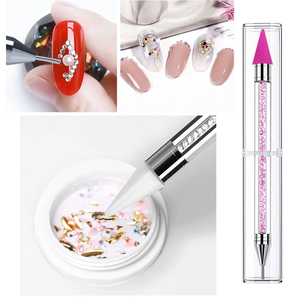 

1PC Crystal Dotting Wax Pen Rhinestones Gem Picker Dual Heads Acrylic Metal Picking DIY Nail Art Decoration Point Drill Tools