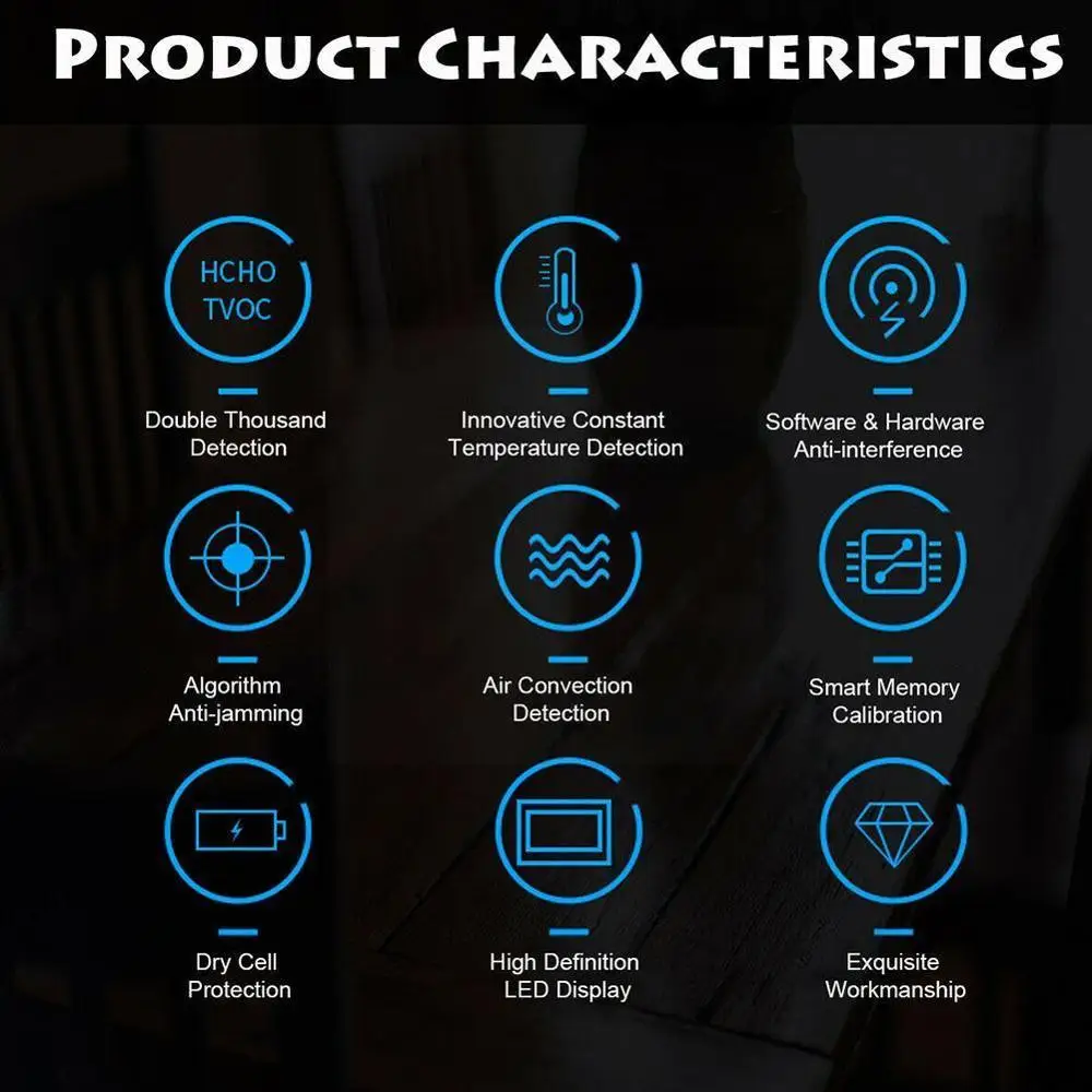 

Air Quality Monitor Hcho Tvoc Pm2.5 Pm10 Formaldehyde Led Home Tester Display Test Home Detector Monitor 3d Digital Co Accu C6S3