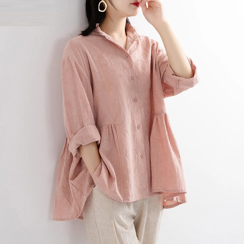 

Spring Korea Fashion Tops Women Long Sleeve Loose Blouse Blusas Mujer All-matched Casual Blouses Plus Size Shirts Women