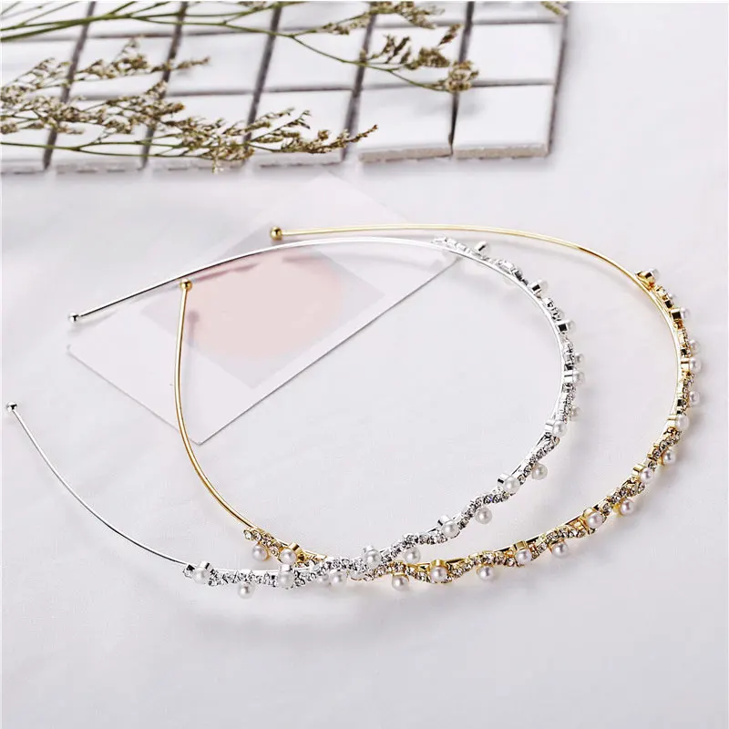 

Crystal Rhinestone Headbands For Women Fashion Elegant Pearl Hair Hoop Trendy Head Hoop Female Bridal Wedding Hair Accessories