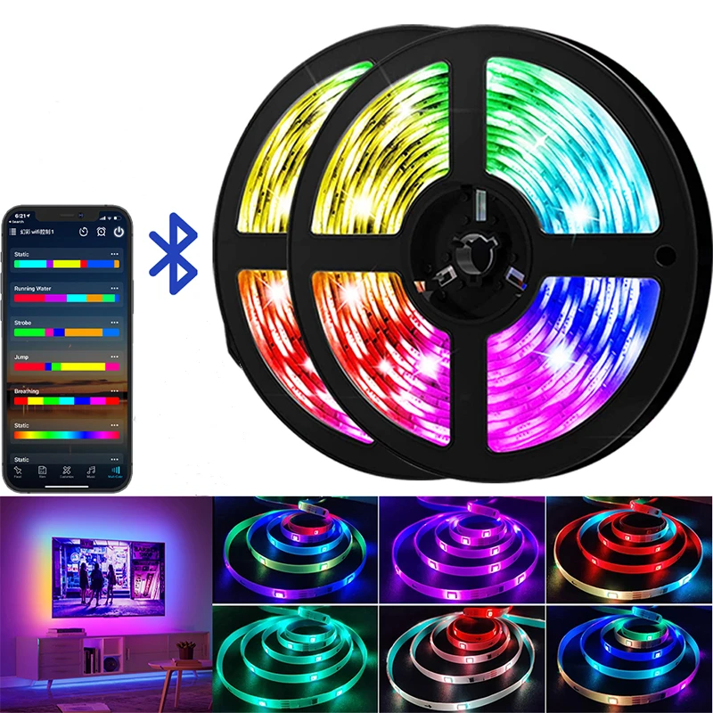 

Светодиодная ленсветильник 5050RGB-30D, прочная многофункциональная Гибкая Музыкальная подсветильник ка для ТВ с голосовым управлением и измен...