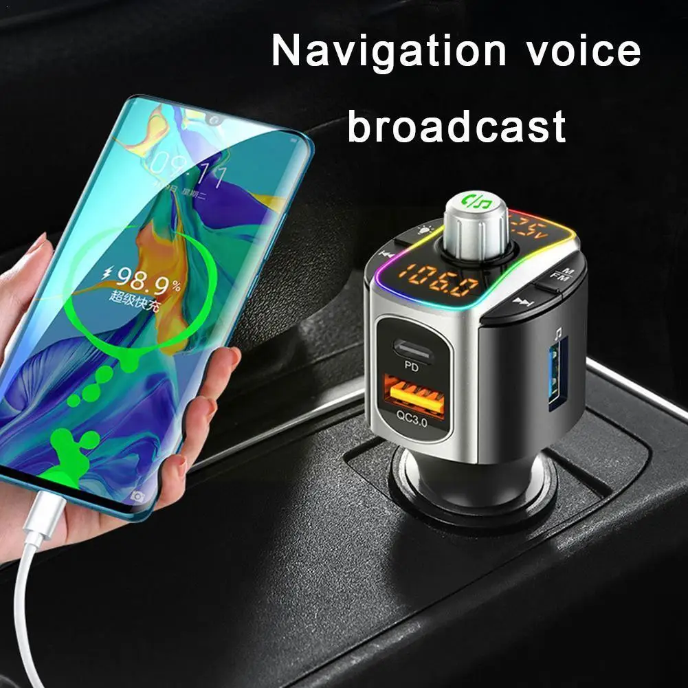 

Новинка Автомобильный FM-передатчик Bluetooth 5,0 MP3 аудио плеер быстрая подсветка с беспроводным комплектом гарнитура зарядка QC3.0 светодиодный а...