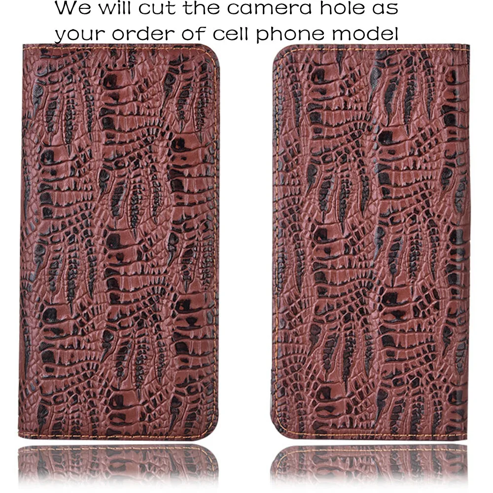 

Crocodile claw genuine leather phone holster card pocket cases for Samsung Galaxy A9 2018/Galaxy A7 2018 flip case kickstand