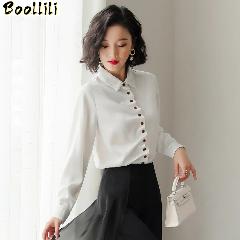 Boollili Spring Fashion Woman Blouses 2020 White Shirt Womens Tops and Blouses Vintage Office Blouse Women Shirts Camisas Mujer
