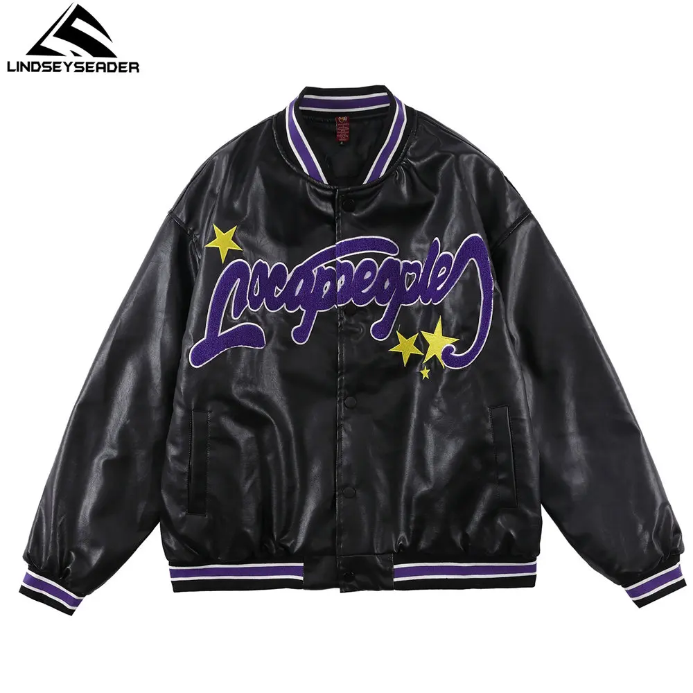 

Men's Jacket Baseball Uniform Embroidery New Cotton Fabric Harajuku Hip Hop Streetwear Casual Oversized Varsity Coat