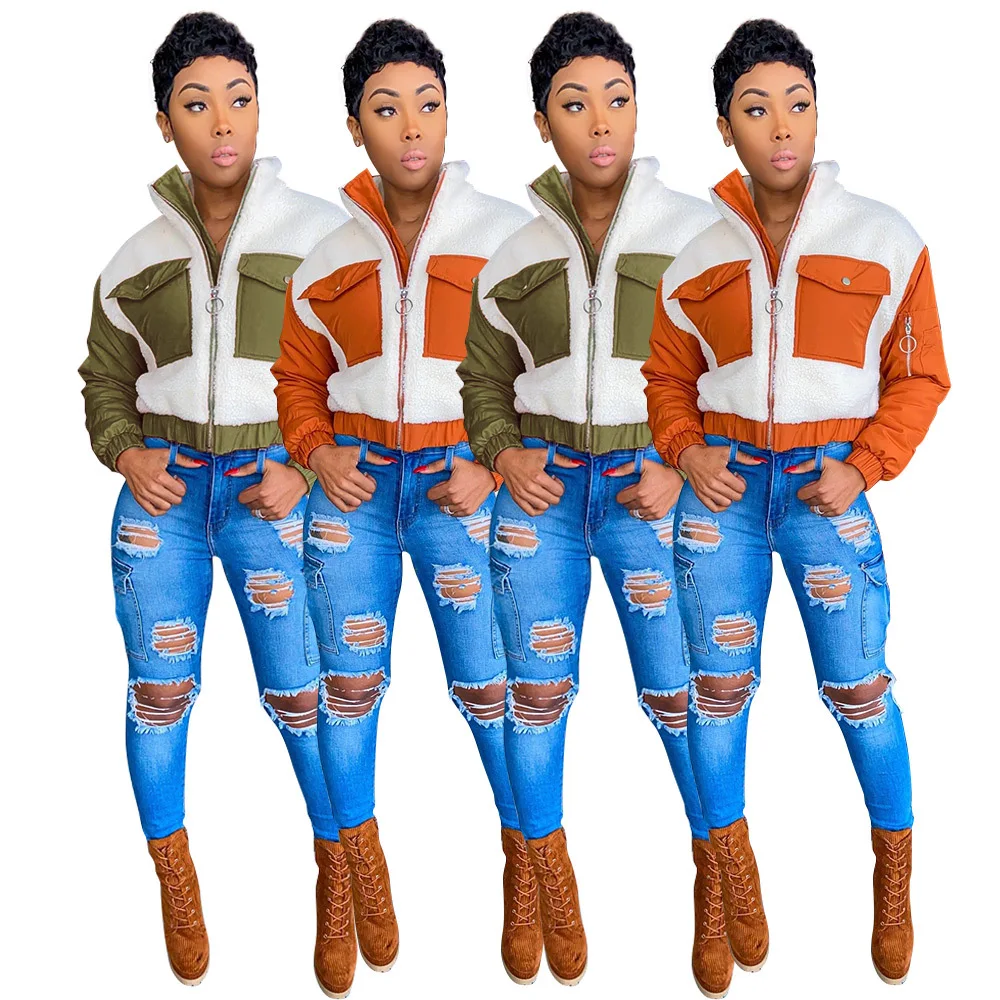 

FAKUNTN Women Jacket Parka Winter Coat Cashmere New 2020 Women New Fashion Full Sleeve Length Stand Collar Short Female Ladies