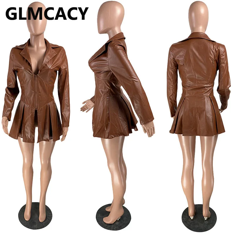 

Women Long Sleeve Notched Lapel Zipper Jackets