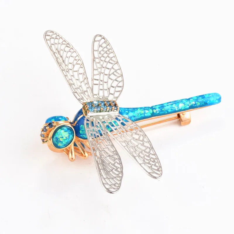 

2021 New Opal Dragonfly Brooch Pin Coat Sweater Plate Pendant Buckle Scarf Imitation Insect Men Women Animal Brooches Jewelry