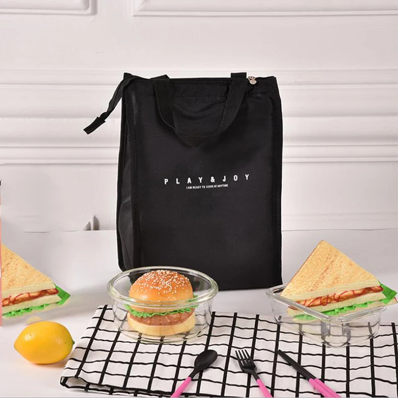 

Black White Stripes Portable Thermal Lunch Bags for Women Kids Men Food Picnic Cooler Box Insulated Tote Bag Storage Container