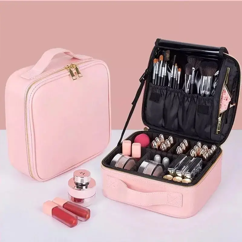 

Fashion Women's Large Capacity Beauty Bag With Professional Makeup Bag Home Desktop Organizer Multi-function Zipper Bag