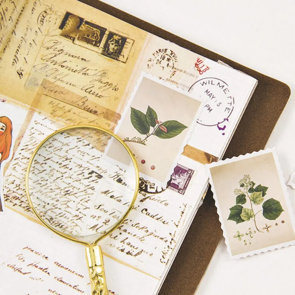 

45 Pcs/ Box Vintage Plants Stamp Mini Paper Sticker Decoration DIY Diary Scrapbooking Seal Sticker Album Scrapbooking