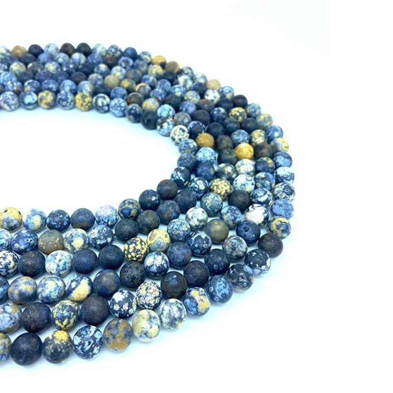 

6-14mm Natural Gemstone Round Frosted Blue Aobao Loose Beads DIY Stone Beads Jewelry Making Bracelet Necklace Earrings Yoga