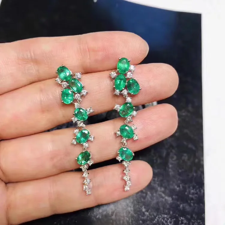 

Серьги женские из серебра 925 пробы, с изумрудом