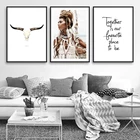 Постеры и принты на холсте с изображением девушки из американского индейского пера, богемный стиль, Настенная картина для гостиной, домашний декор