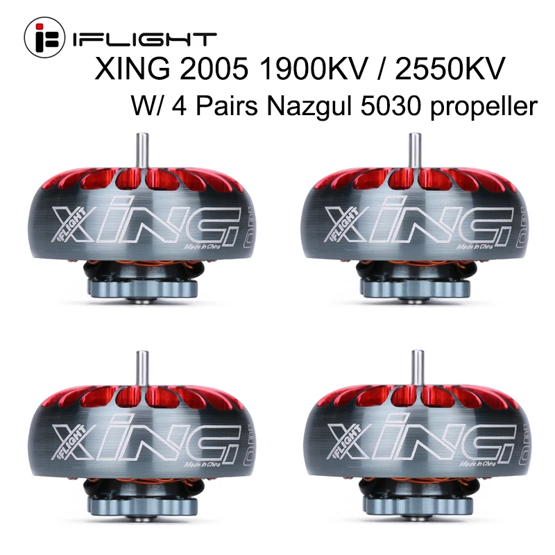 

IFlight XING 2005 1900KV/2550KV 4-6S Brushless Motor W/1.5mm titanium alloy shaft compatible Nazgul 5030 propeller for FPV Drone