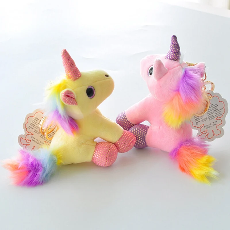 Красочные Единорог плюшевая игрушка-рюкзак кулон брелок набитая животная брелки