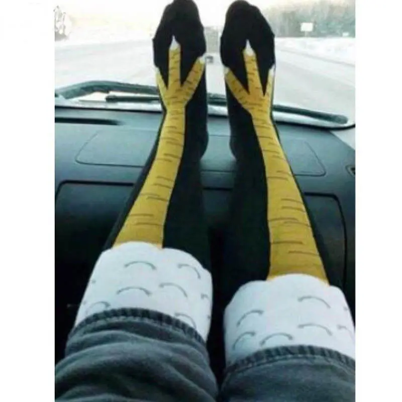 Осенние креативные женские гольфы с рисунком курицы хлопковые носки высокие 3D