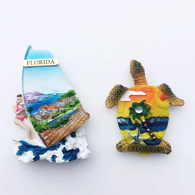 

QIQIPP Florida creative ocean wind tourism commemorative decorative crafts turtle magnetic refrigerator sticker