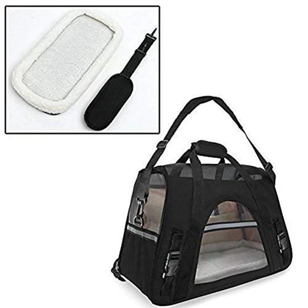 Airline Approved Pet Carrier Waterproof Travel with Fleece Bedding Soft Sided Portable Tote for Cats and Small Dogs | Дом и сад