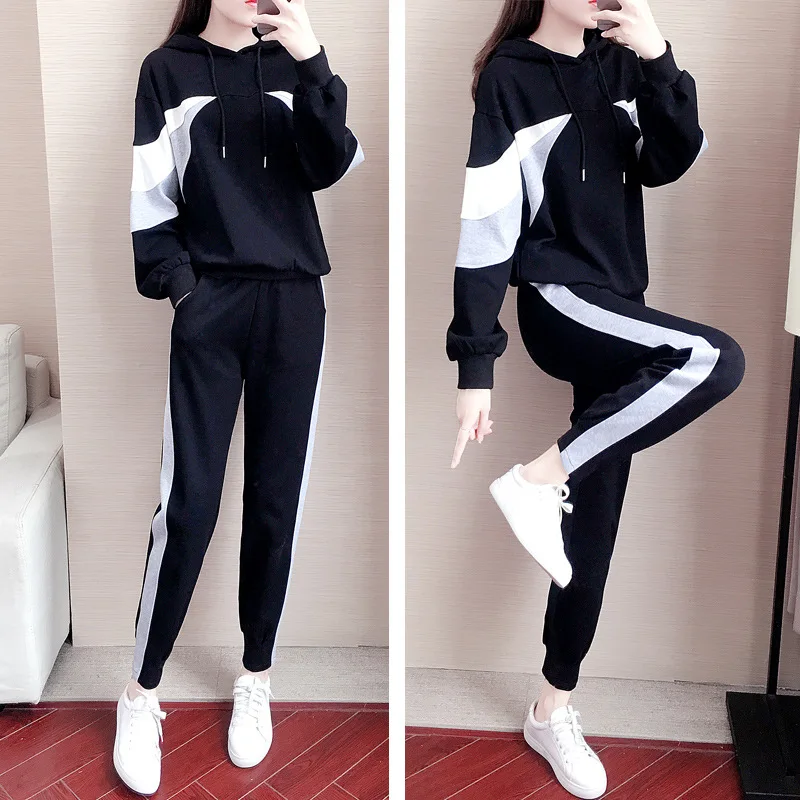 2 предмета одежда для отдыха осенне весенний спортивный костюм топы с капюшоном +