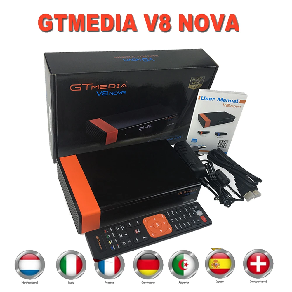 GTmedia Receptor V8 NOVA DVB S2 спутниковый ресивер встроенный WIFI + 2 года cccam декодер H.265