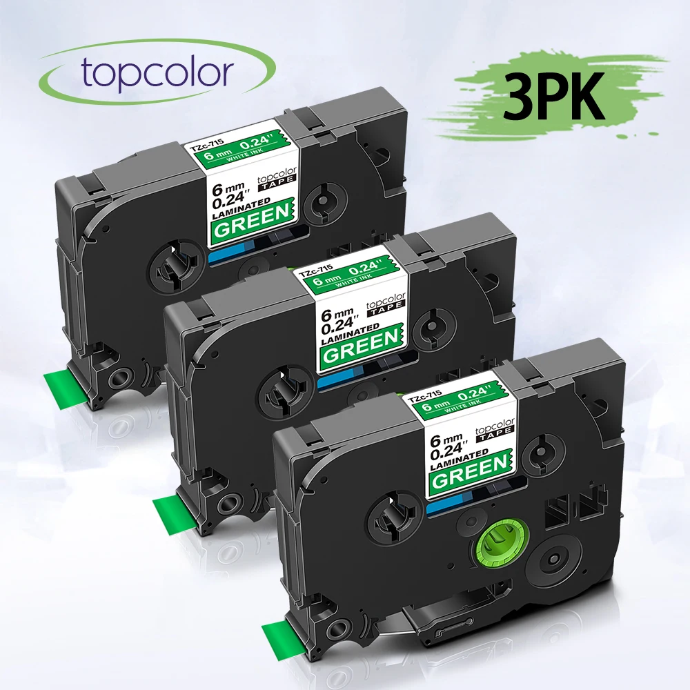 Topcolor 3PK TZ 715 белого зеленого цвета запечатанных лент для tz заменить Brother P touch