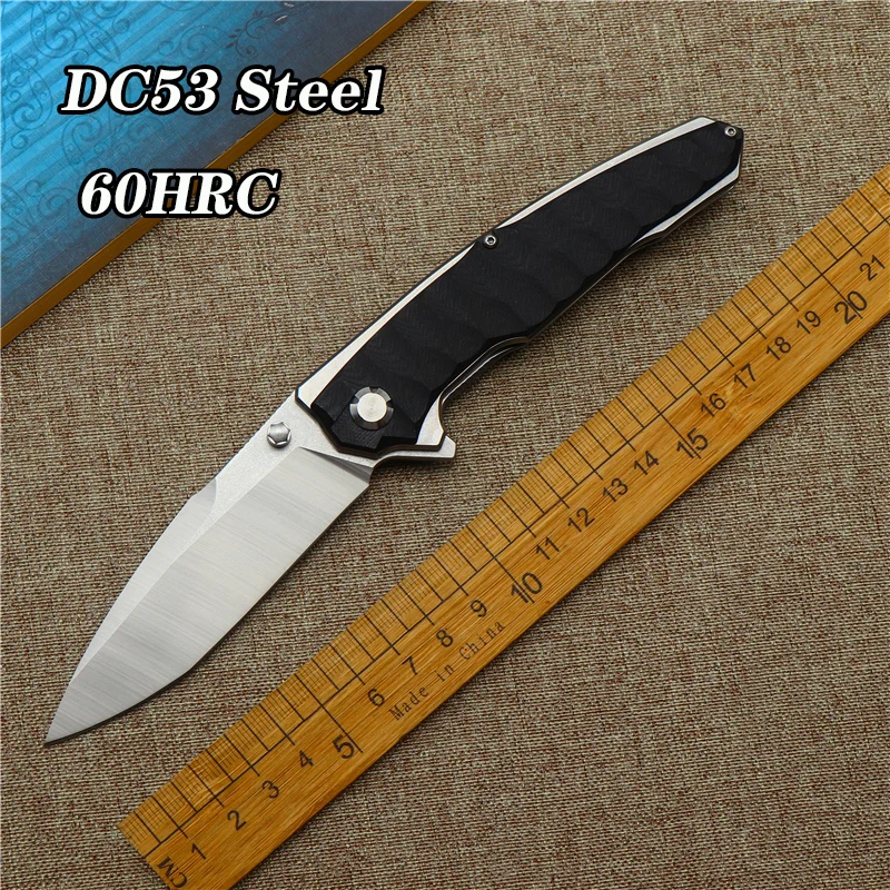 

DC53 steel heavy folding knife G10 handle camping survival hunting knife outdoor EDC high hardness sharp self-defense tool