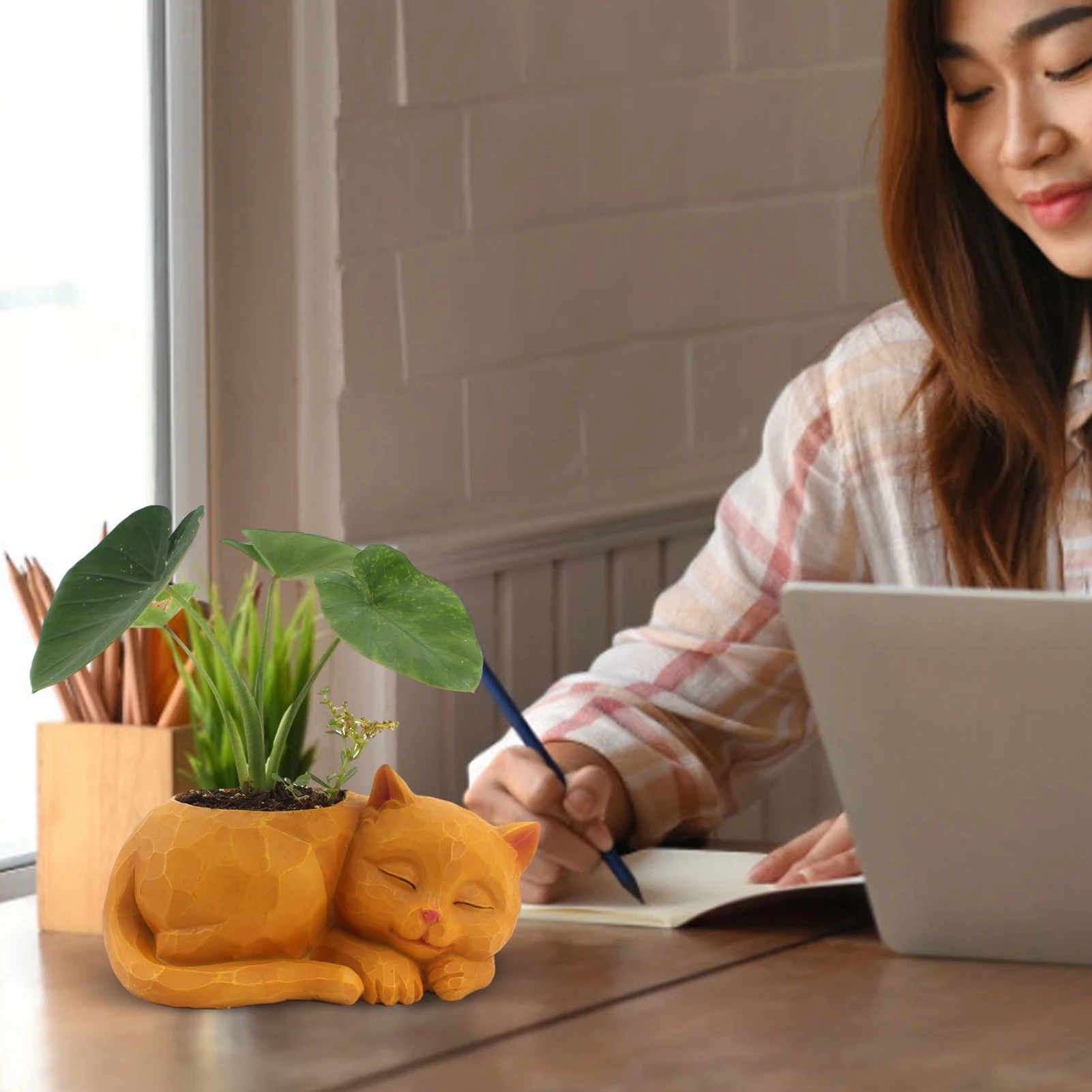 

Cute lazy cat flower pot resin personality cactus succulents flower pot garden courtyard home decoration plant pot