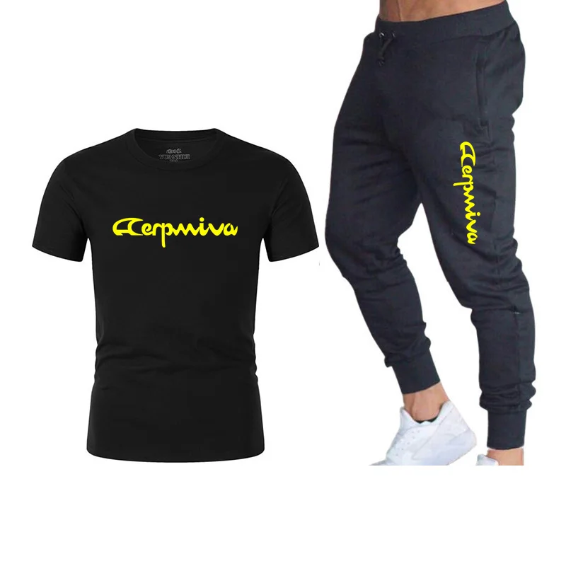 

New Summer Men's Casual Wear Short-sleeved Sports Suit T-shirt + Sweatpants Running Fitness Sports Men's Suit Jogging Sportswear