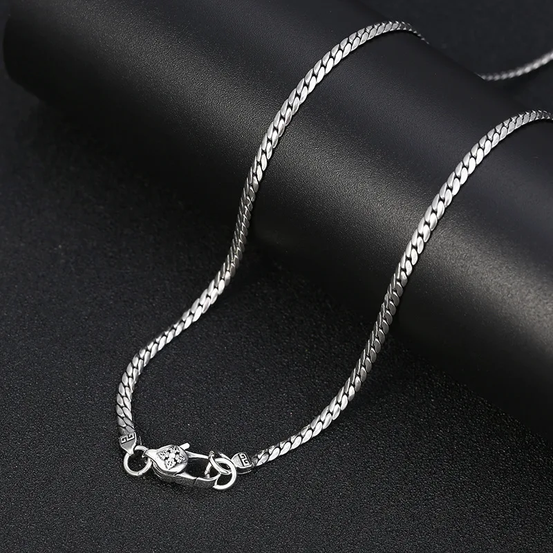 3mm*50/55CM Real 925 Sterling Silver Men Choker Necklace Fine Jewelry