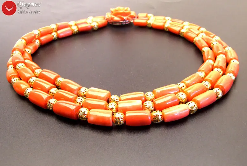 Ожерелье женское из 3 нитей длиной 18 20 дюймов 10 11 мм|natural coral|beads naturalbeads coral |