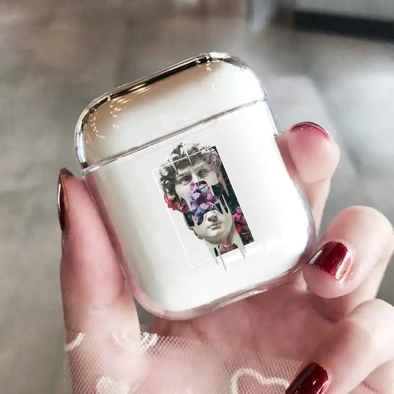 Прозрачный статуя Роскошный чехол для наушников для Airpods 1/2 мягкий чехол черный Художественный Стиль чехол для наушников s Чехол для Аксессуары для Airpods