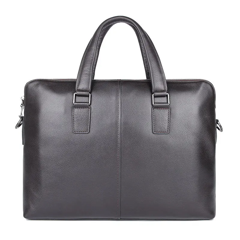 Nesitu Highend Black Chocolate Blue Genuine Leather 14'' Laptop Office Men's Briefcase Business Messenger Bag A4 Portfolio M7412