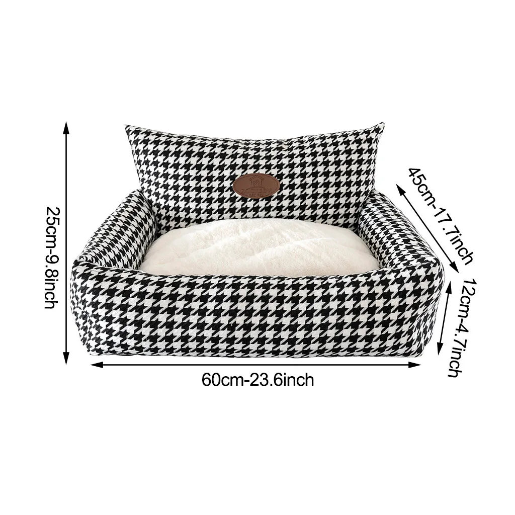 

Pet Removable And Washable Sofa Winter Warm Home Furnishing Fabric Houndstooth Cat Litter Pet Cushion Portable Pets Supplies