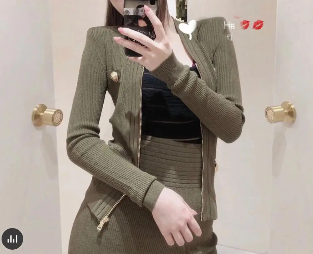 

High 2021SS Spring Quality V Neck Knitted Cardigans Female Luxury Fashion Sweater Coat Rmsx 12.02