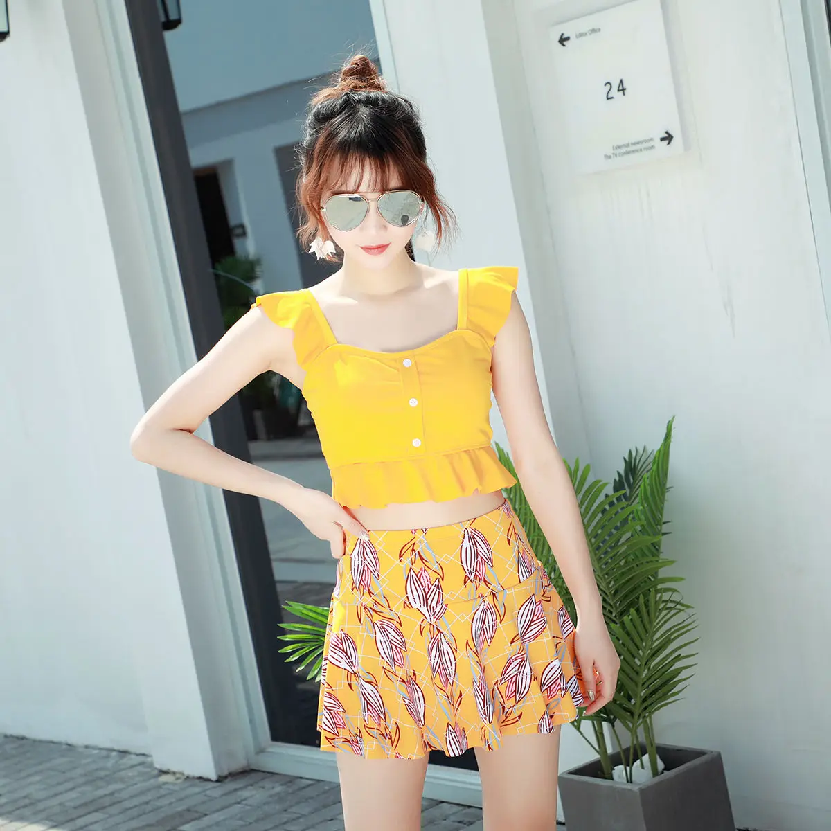 

Bikini Set Women Summer Elegant High Waist Womens Sexy Bikini Push Up Sweet Printed Off Shoulder Ladies Beachwear Soft Swimsuit