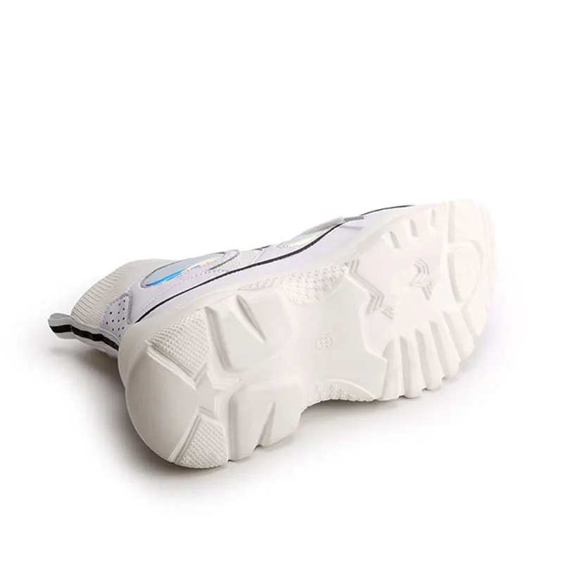 Женские кроссовки на платформе Vanmie Белые Повседневные блестящие с высоким