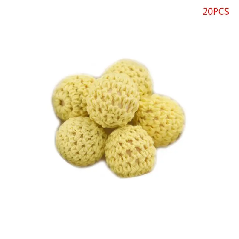 

20Pcs 20mm Chunky Round Crochet Wooden Beads Baby Teether Nursing Making Crafts