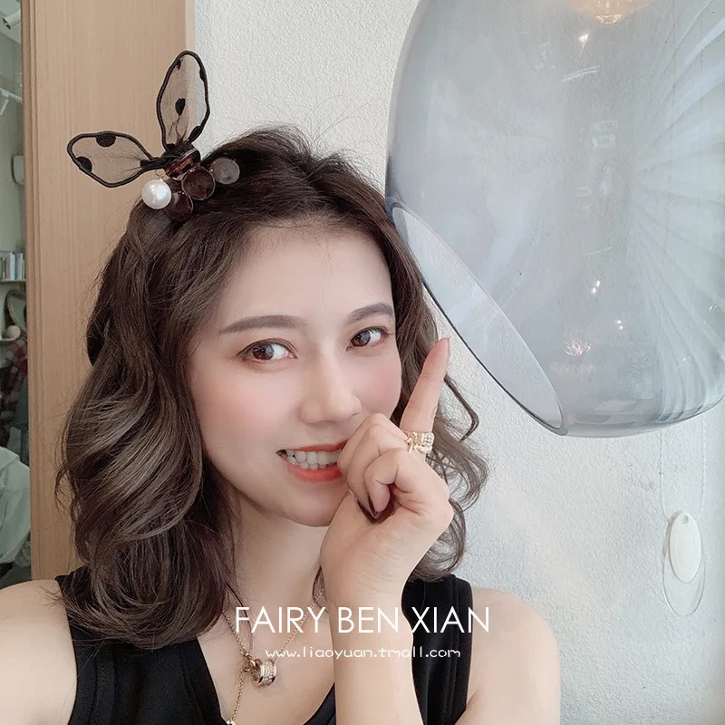 

Polka Dot Rabbit Ears Hair Claw Clip Forehead Hairpin Black Cute Party Fashion Personality Design Women Hairpin Hair Accessories
