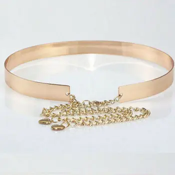 New Arrival Women Metal Waist Mirror Wide Gold Silver Plate Waistband Chains Belt Apparel Accessories 6