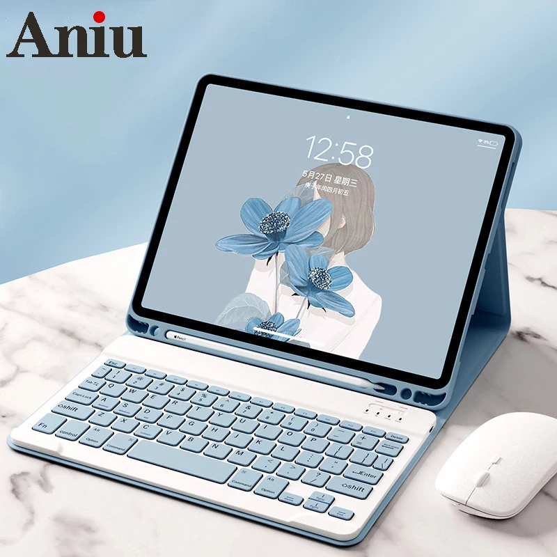 

Чехол с магнитной клавиатурой для iPad Air 4 3 2 1, чехол 2021, 7, 8, беспроводная клавиатура и мышь для iPad Pro 11 10,2 Air 3 10,5