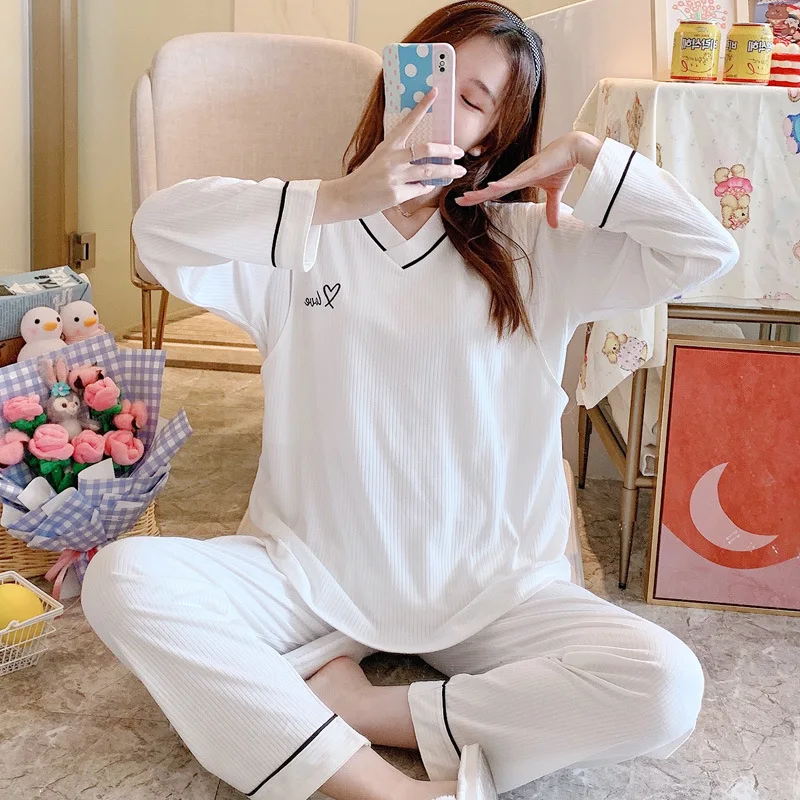 

2Pcs/Set Cotton Long Sleeve Nursing Nightwear Maternity Pajamas Set Pregnancy Clothing Sleepwear Breastfeeding Nightgown Pyjama