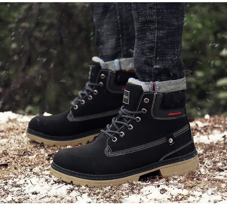 Men Snow Boots With Fur Winter Warm Outdoor Shoes Mens Sneakers Non-slip Rubber Ankle Boots Waterproof Botas De Hombre Warm Shoe