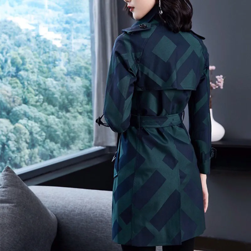 Тренчкот женский средней длины верхняя одежда в клетку двубортный роскошный