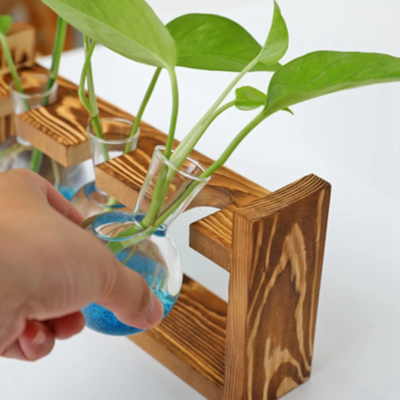 Ваза дома decoBulb ваза Стекло деревянная банка с рисунком цветов ящик для комнатных